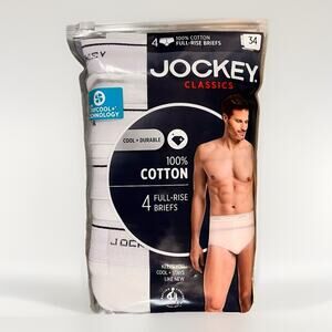 JOCKEY Mens Classic Briefs Size 34 White 3-Pack 100% Cotton Underwear